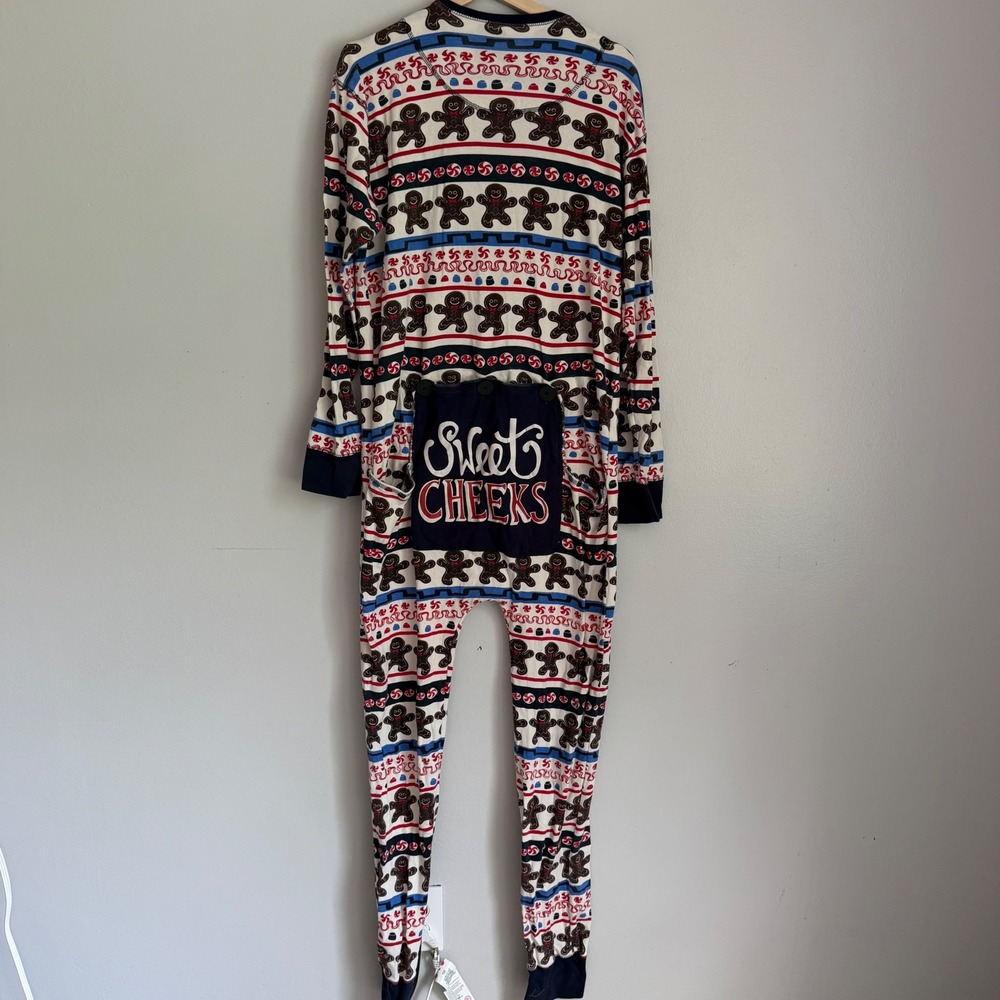 Lazy One‎ Sweet Cheeks Gingerbread Flapjack Union Suit Pajamas Large
